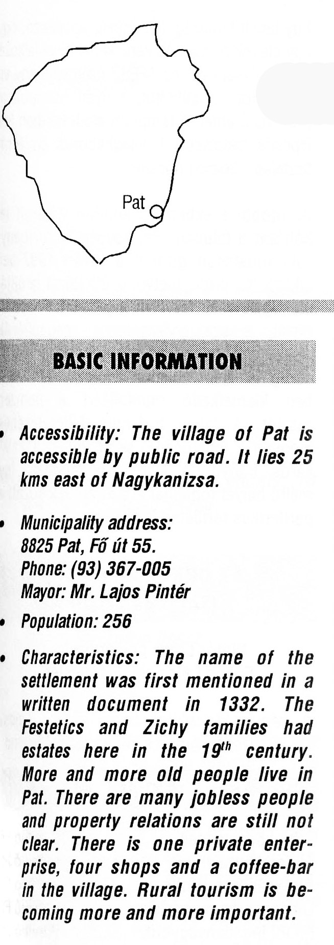 Pat
 

BASIC INFORMATION
A
